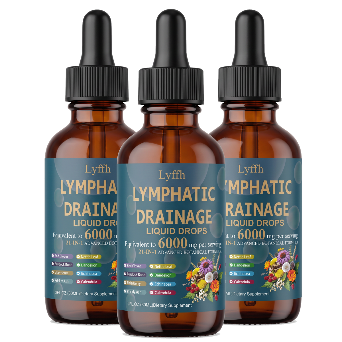Three bottles of Lymphatic Drainage Drops