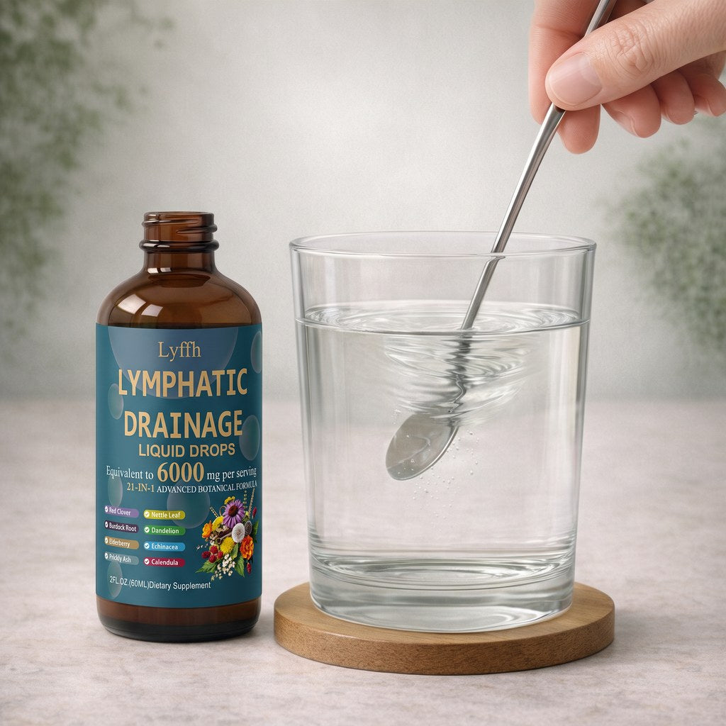 Lymphatic Drainage Drops added to a glass of water
