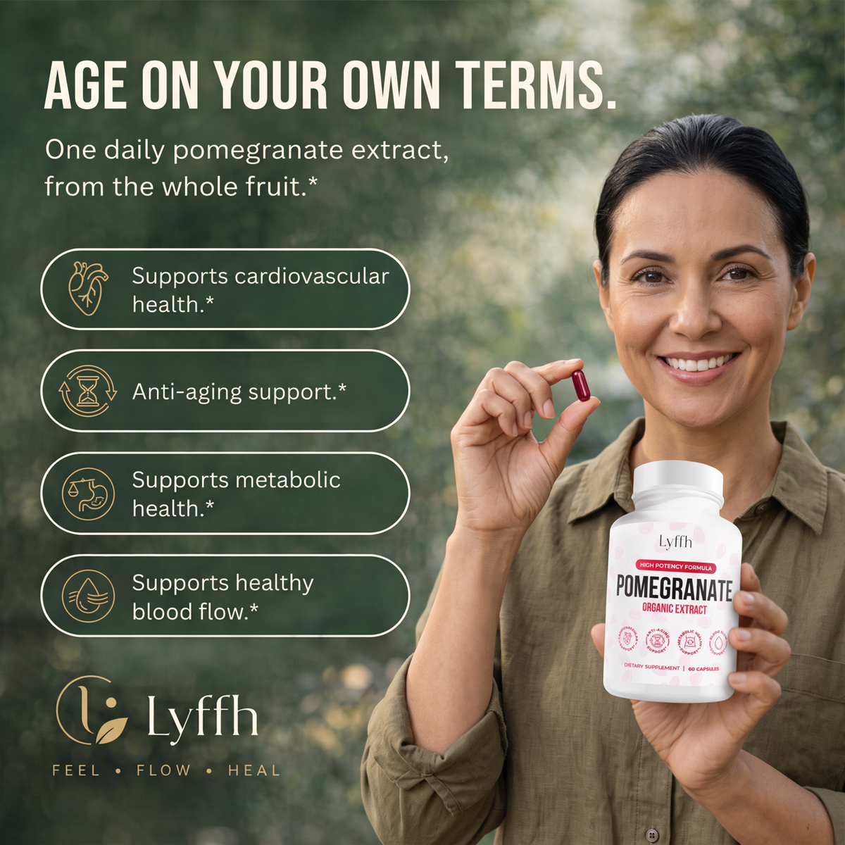 Pomegranate benefits: cardiovascular health, anti-aging, metabolic health and healthy blood flow