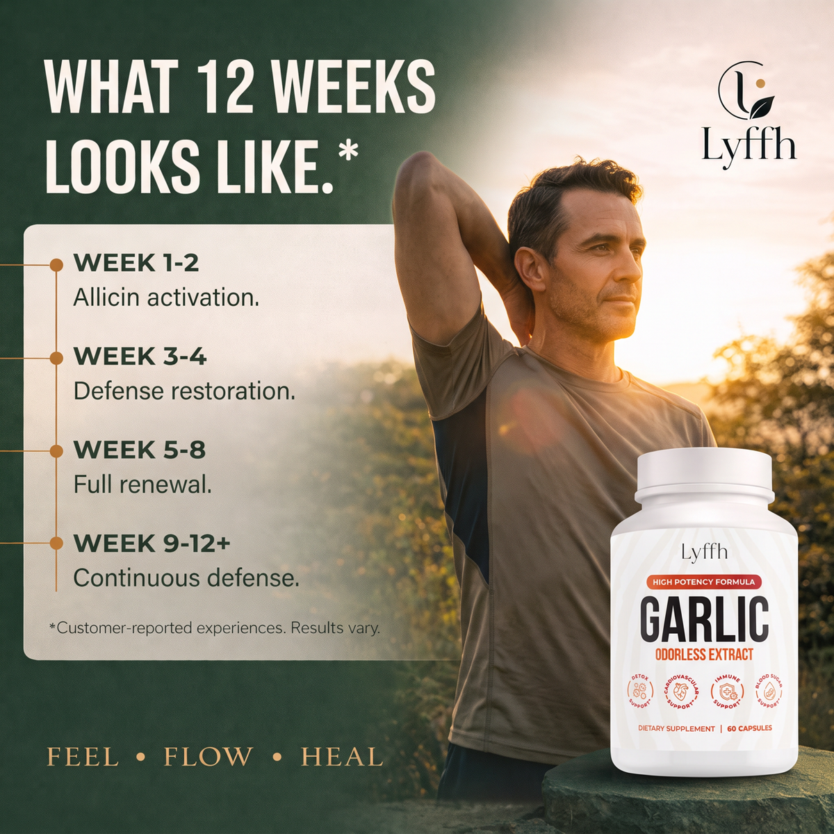 What 12 weeks on Garlic looks like, week by week