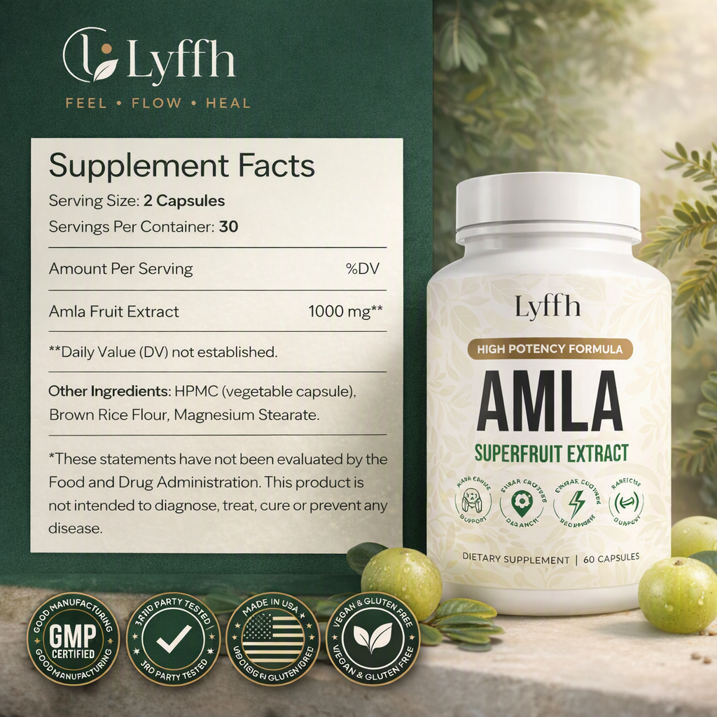 Amla Superfruit Capsules supplement facts panel: 2 capsules per serving, 30 servings, 1000 mg amla fruit extract