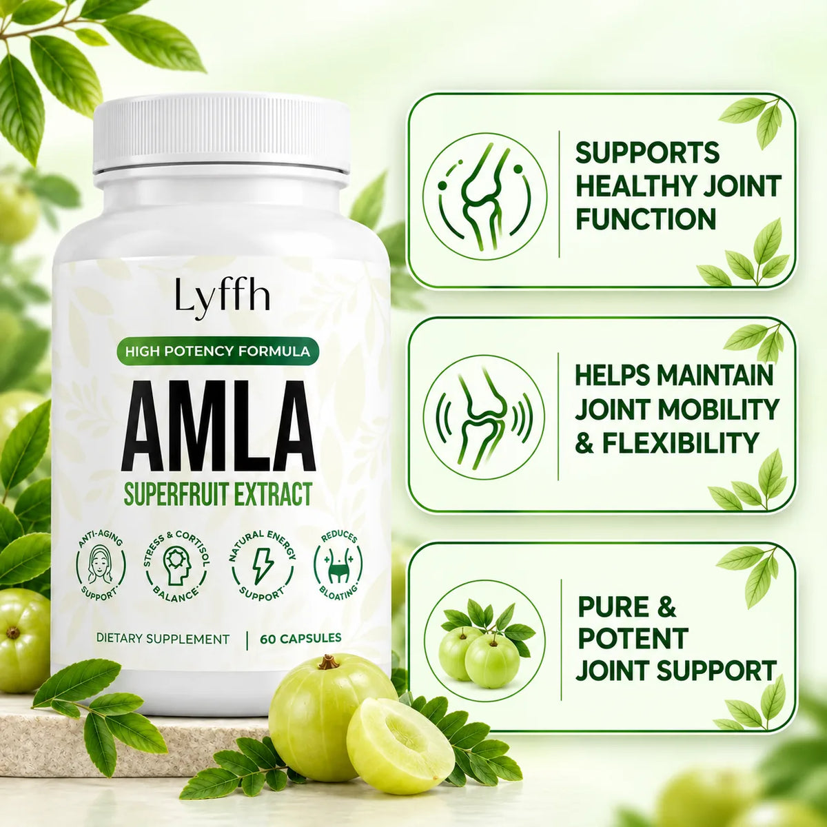 Lyffh Amla bottle and joint support benefits