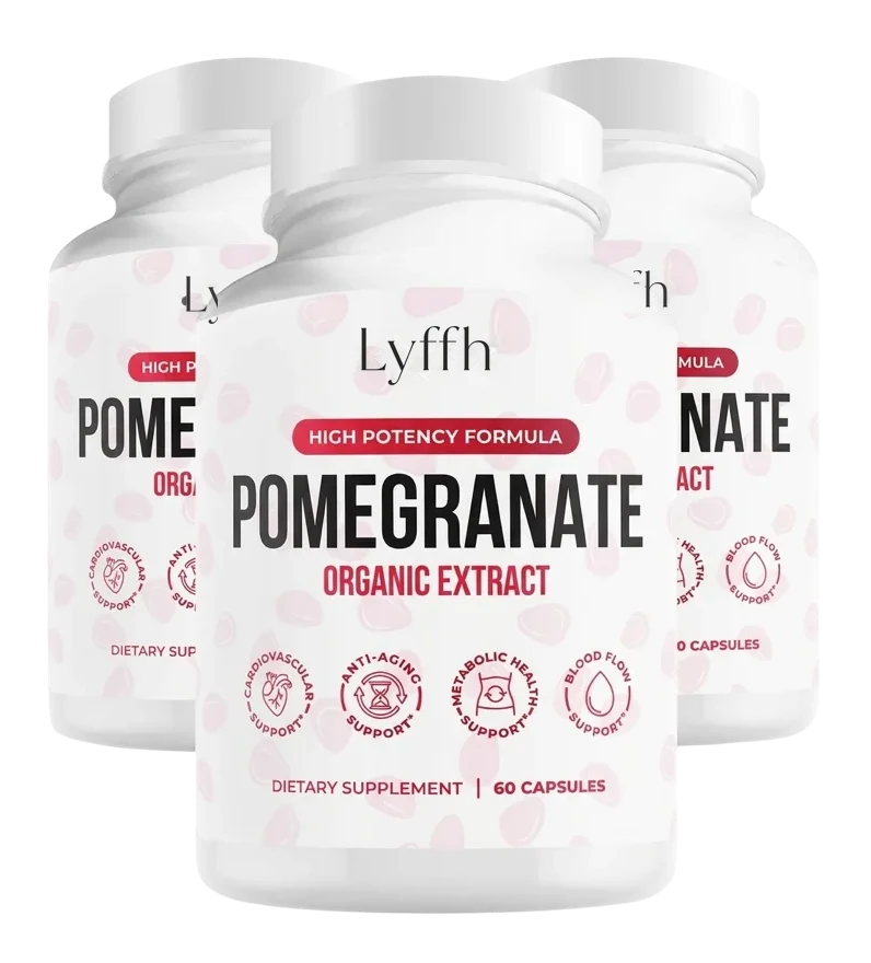 Three bottles of Organic Pomegranate Extract Capsules