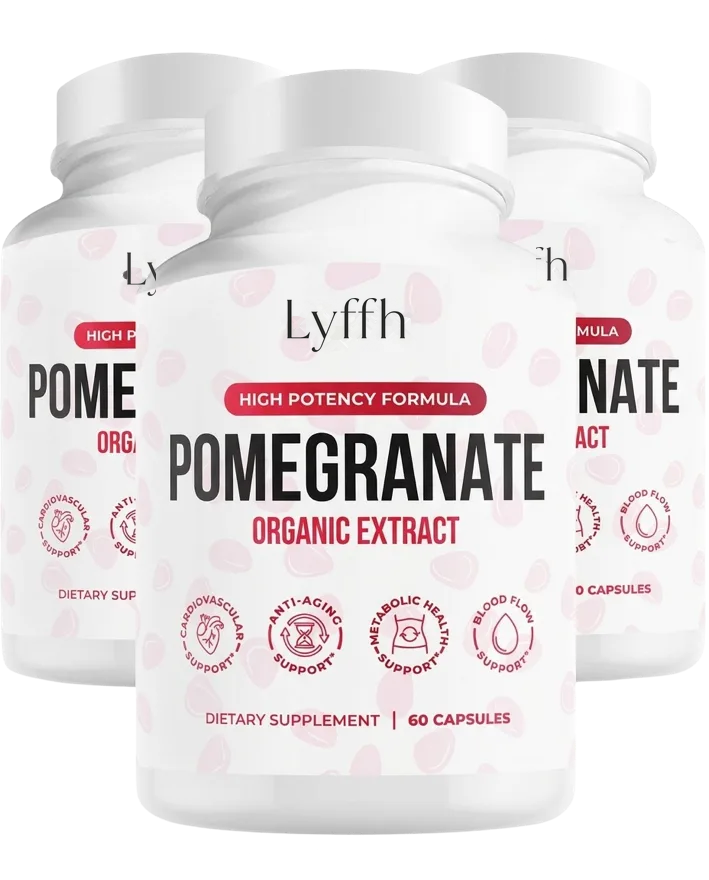 Three bottles of Organic Pomegranate Extract Capsules